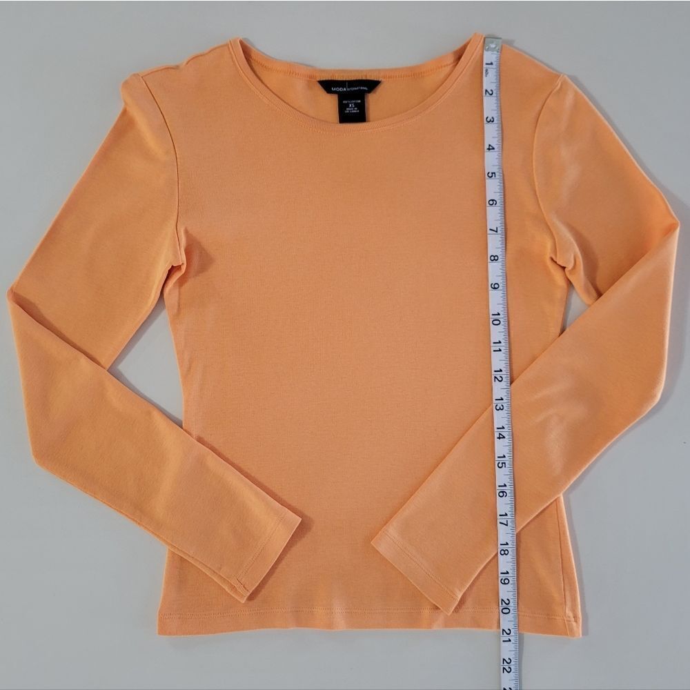 VS Moda International Women's Orange Long Sleeve Crewneck Pullover Top - Picture 4 of 9